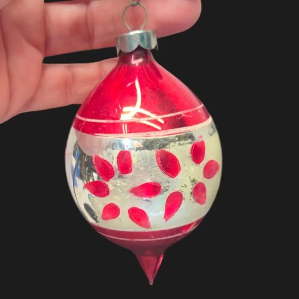 Vintage Shiny Brite Ornaments double Indent Bell Teardrop Mercury Glass bulbs 6 - Picture 12 of 16